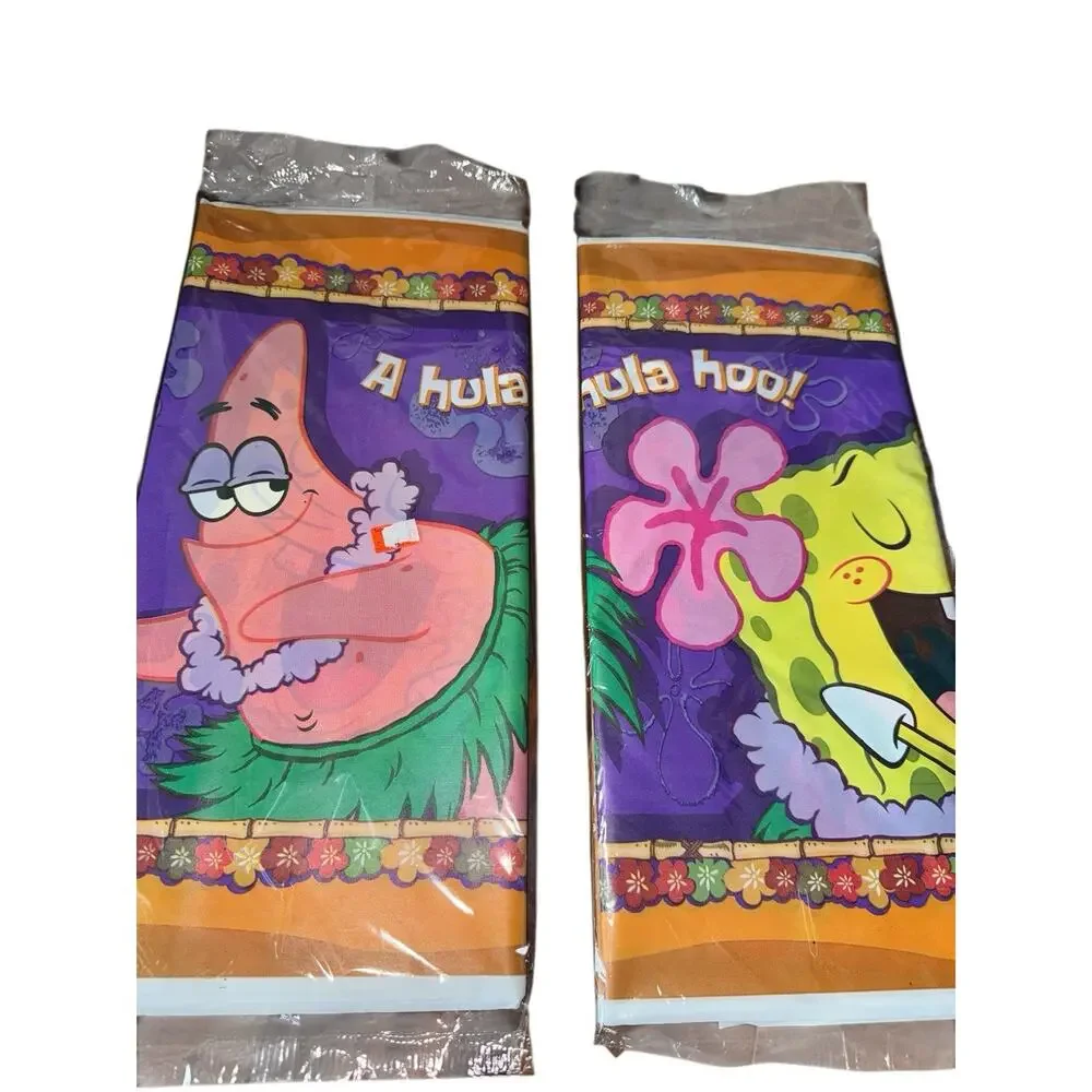 Lot of‎ 5 SpongeBob SquarePants Plastic Tablecovers Party Decor 2004 Sealed Bday